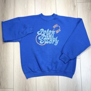 VTG 70s 80s Peter Paul and‎ Mary Blue Crewneck Sweatshirt Folk Music Graphic USA